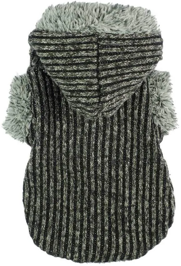 Fitwarm sudaderas tejidas para perros. Abrigo. Suéter. Chamarra con capucha para mascota, color gris.
