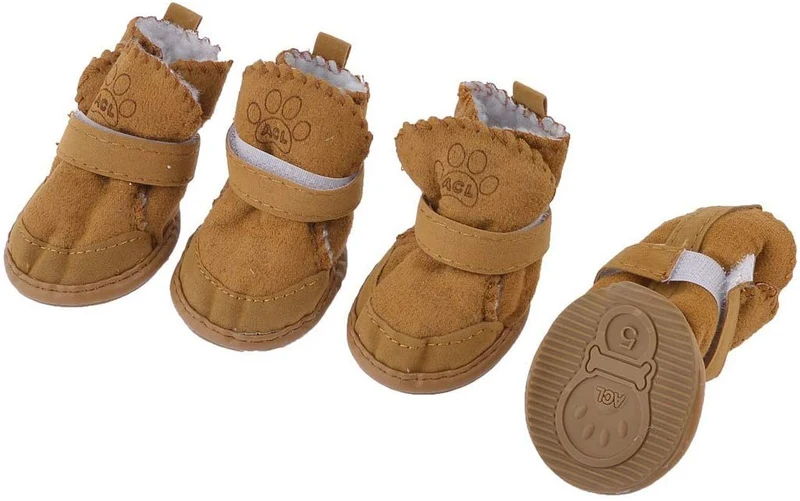 URBEST botas para perros con velcro, 2 pares, color marrón