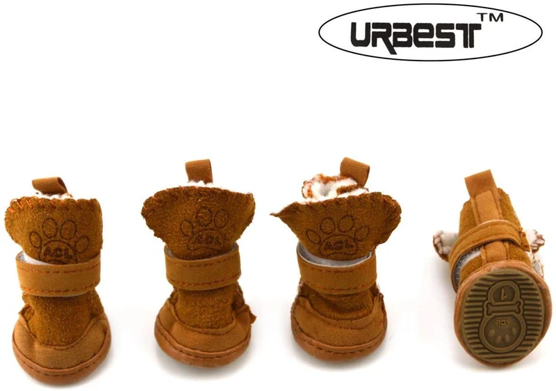 URBEST botas para perros con velcro, 2 pares, color marrón