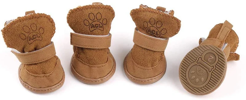 URBEST botas para perros con velcro, 2 pares, color marrón