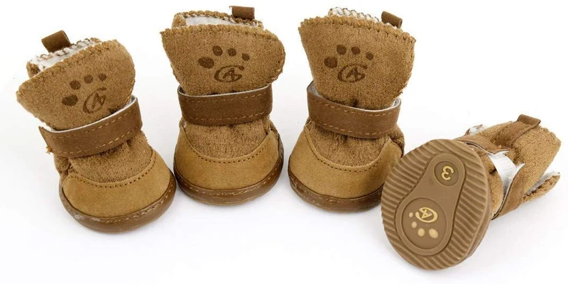 URBEST botas para perros con velcro, 2 pares, color marrón