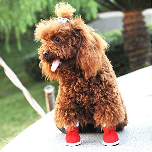 URBEST botas para perros con velcro, 2 pares, color marrón
