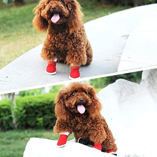 URBEST botas para perros con velcro, 2 pares, color marrón