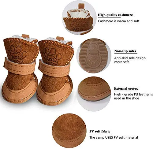 URBEST botas para perros con velcro, 2 pares, color marrón