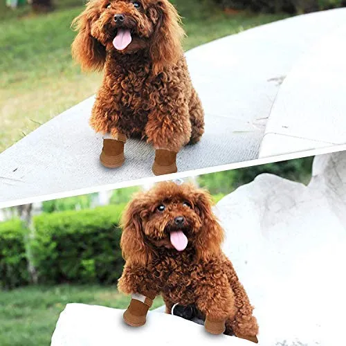 URBEST botas para perros con velcro, 2 pares, color marrón