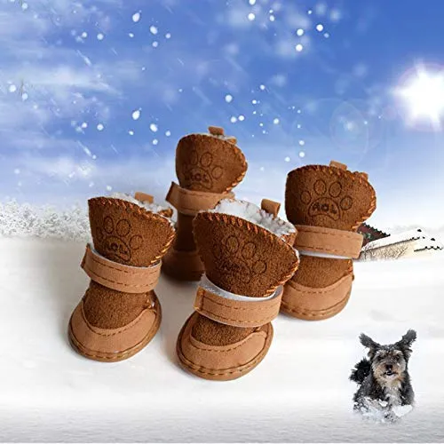 URBEST botas para perros con velcro, 2 pares, color marrón