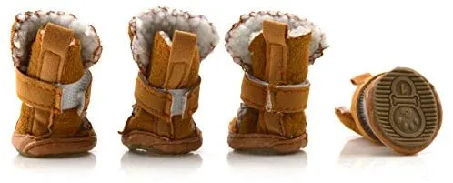 URBEST botas para perros con velcro, 2 pares, color marrón