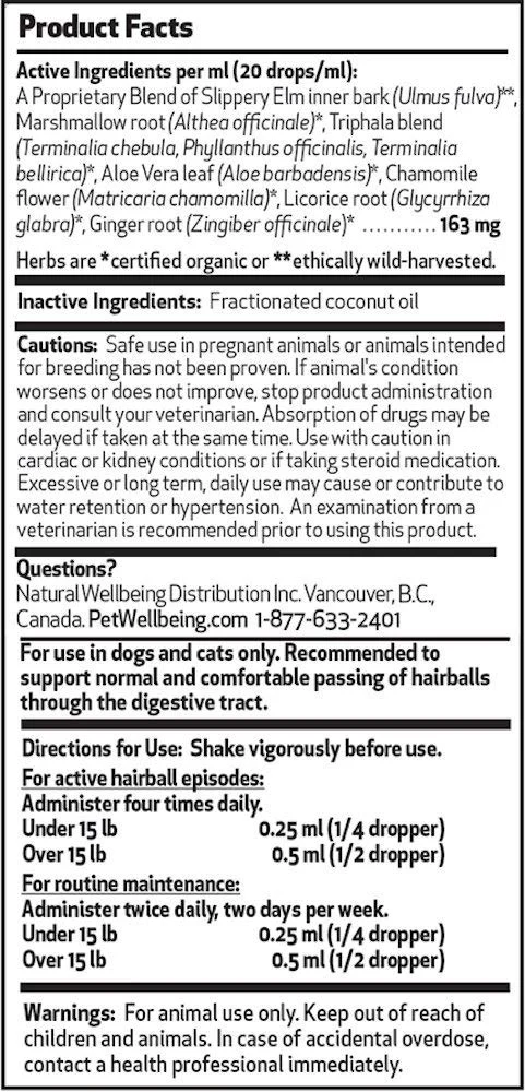 Pet bienestar – Hairball de oro para gatos – Gestión de Hairball naturales para gatos – 2OZ (59ml)