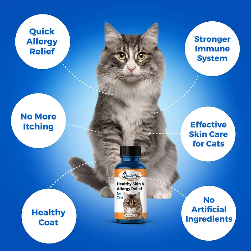 BestLife4Pets Alivio saludable de la piel y alergias para gatos – Suplemento natural para aliviar y tratar las alergias de las mascotas – Fortalece y mejora el sistema inmunológico – Previene el picor, la infección y la pérdida de pelo