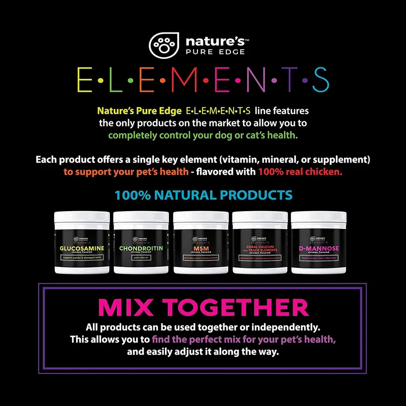 Nature's Pure Edge D-Mannose Supplement Flavored with Real Chicken for Dogs and Cats. Use for Immediate and Preventative Treatment of Bladder and Urinary Tract Infections UTIs. 115 Grams.