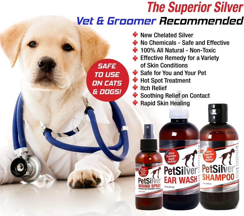 petsilver Ear Wash (8oz) con chelated Plata. Mata el 99,9% de las bacterias