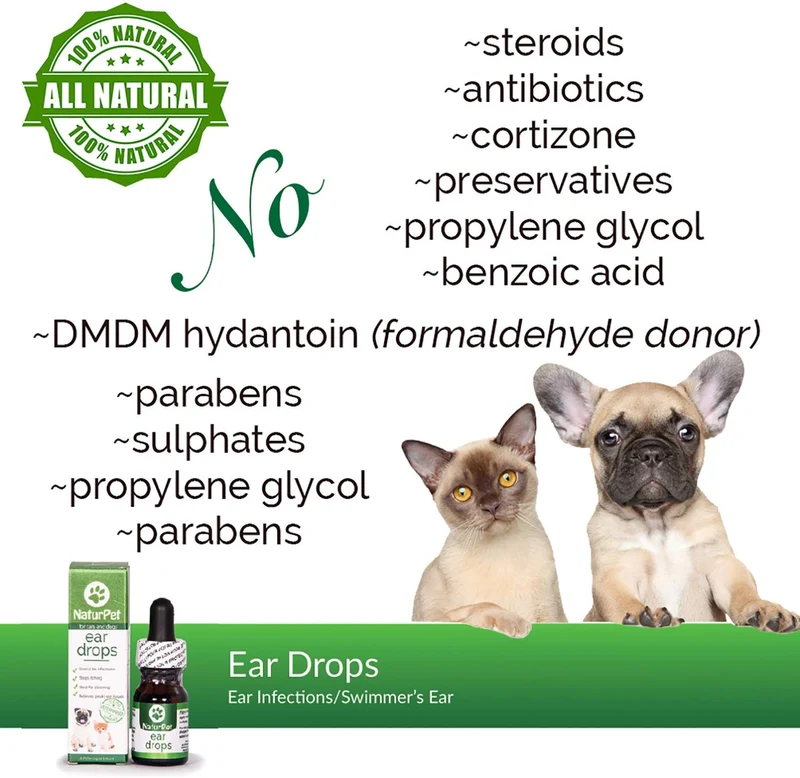 naturpet gotas | Natural Infección Medicina para perros | Oreja Los ácaros Gatos | perro oreja Limpiador | Cat Ear Cleaner | ayuda a con cera, la levadura, prurito & los malos olores