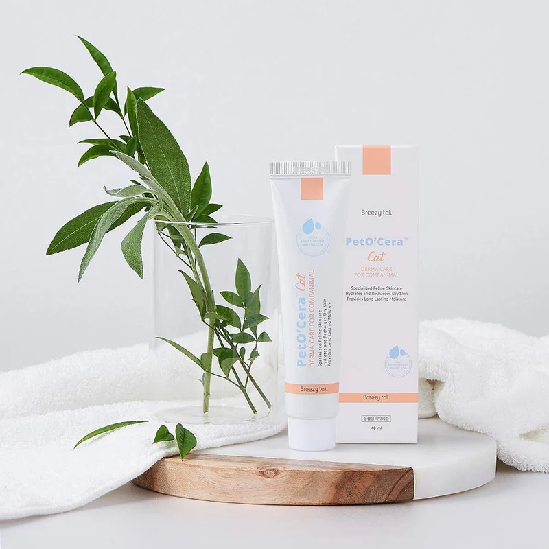 Breezytail PetO'Cera Cat - Derma Care Cream Gatos - Snout & Foot Pad Crema hidratante seco, piel sensible irrita de piel especializada Feline Skincare