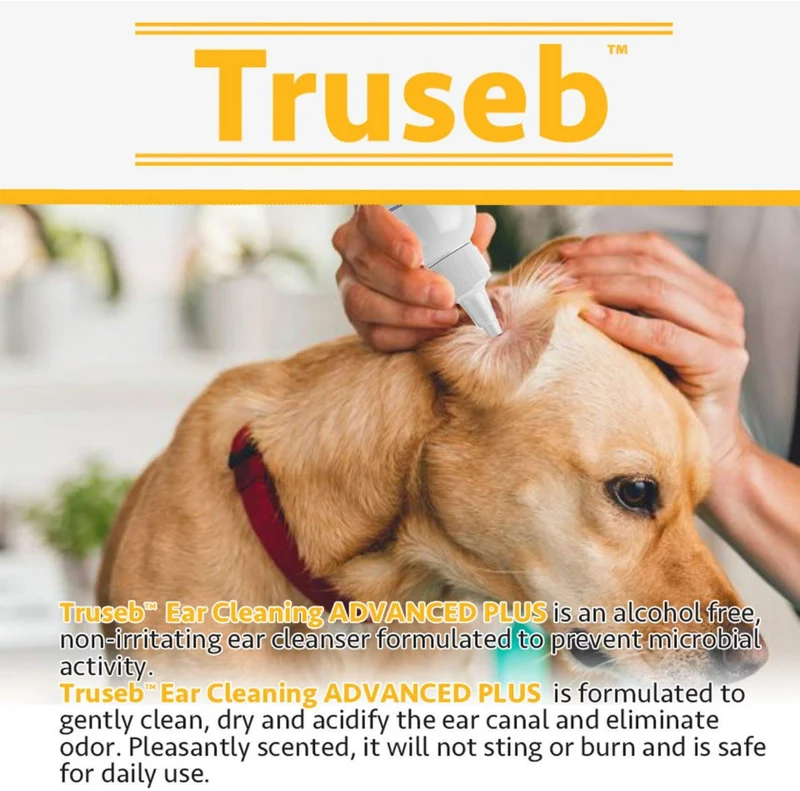 Truseb 's # 1 Vet Otic limpiador de orejas avanzado, además de perro y gato ótico, enjuague ótico, ácido salicílico y aloe vera, limpieza de orejas para mascotas en perros y gatos, limpiador de orejas para levaduras y ácaros de orejas de 8 oz U.S.A.