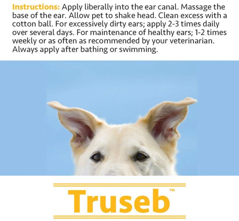Truseb 's # 1 Vet Otic limpiador de orejas avanzado, además de perro y gato ótico, enjuague ótico, ácido salicílico y aloe vera, limpieza de orejas para mascotas en perros y gatos, limpiador de orejas para levaduras y ácaros de orejas de 8 oz U.S.A.