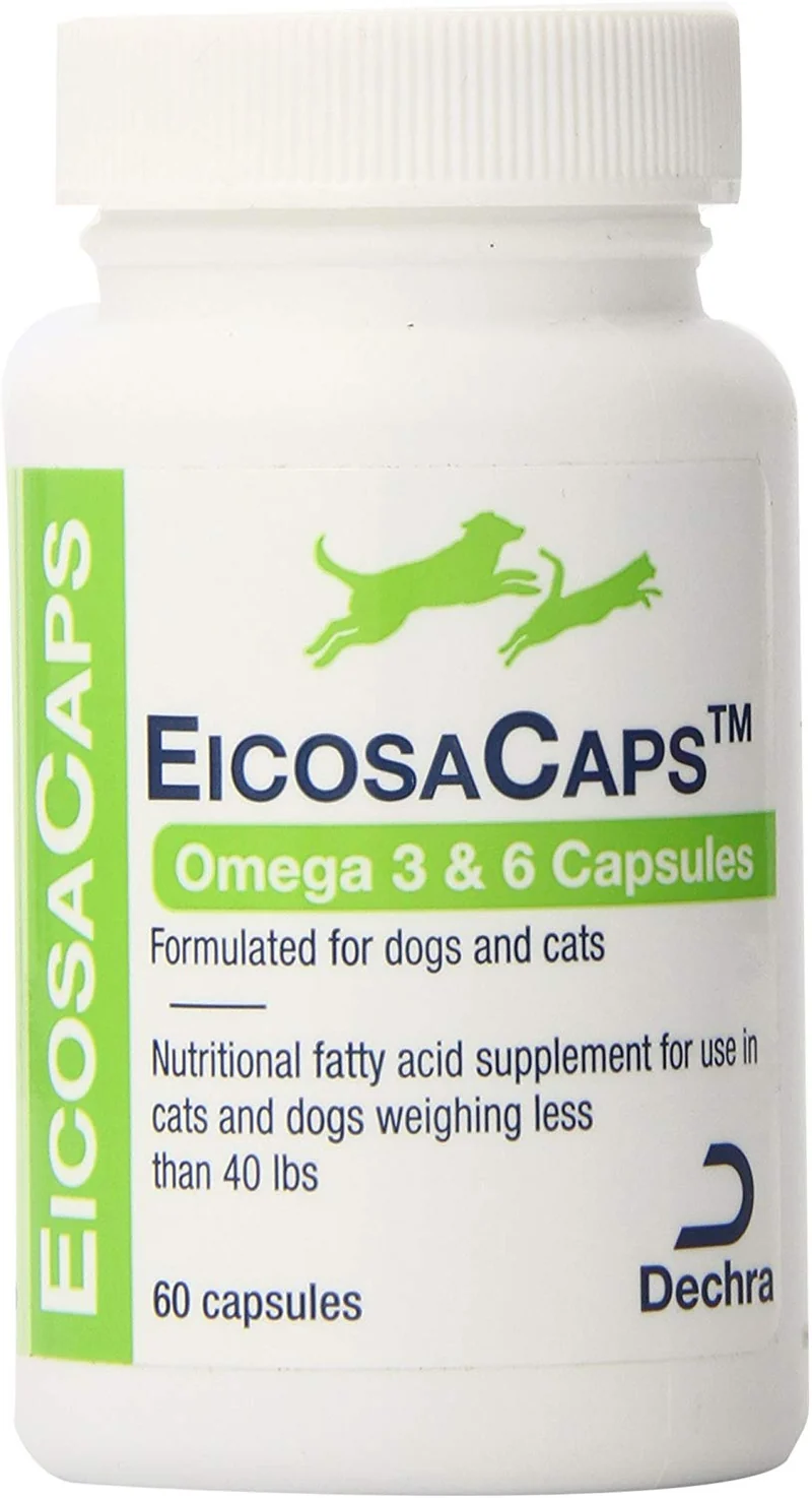 Dechra 60 °Cápsulas eicosacaps aceite de pescado Suplementos Nutricionales Para Perros Y Gatos de hasta 40-pound