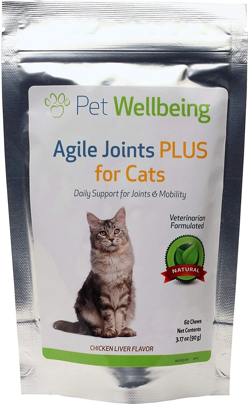 Pet bienestar – ágil articulaciones Plus para gatos – Natural apoyo conjunto para gatos – 60 Chews