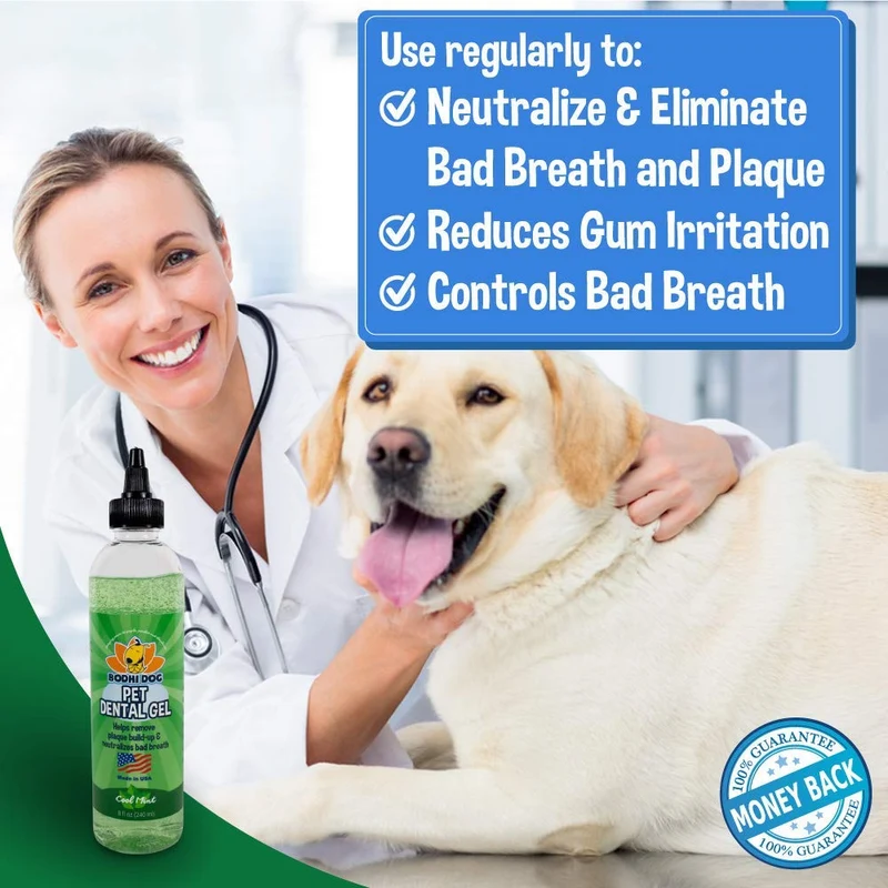 Bodhi Dog Pet Gel dental | Eliminador de placa y ambientador de aliento | Pasta de dientes para perros y gatos | 8oz | Fabricado en Estados Unidos