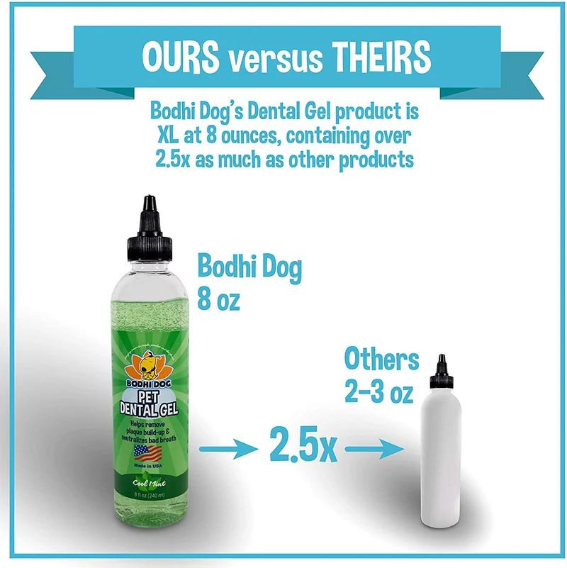 Bodhi Dog Pet Gel dental | Eliminador de placa y ambientador de aliento | Pasta de dientes para perros y gatos | 8oz | Fabricado en Estados Unidos