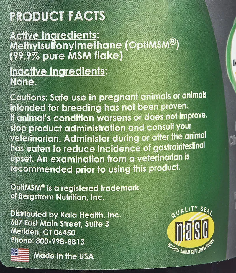 Kala Health – MSM en polvo (purformsm) para Equino y Canina uso – Este suplemento MSM puro es el único Metilsulfonilmetano Fabricado en los EE. UU. – El Azufre Orgánico Apoyo conjunta y hoofs de caballos y articulaciones, piel y escudo de perros y gatos.