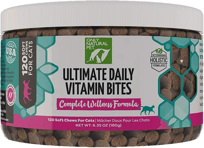 Sólo Naturales Pet all-natural Feline Holistic Ultimate Daily multi-vitamin Plus Cat Fórmula Vitaminas y Minerales Esenciales Pet Suplemento