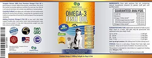 Snappies Petcare Omega 3 aceite de pescado para perros y gatos – Wild Islandic Natural sin olor líquido aceite de pescado Pet Suplemento con vitamina E – más EPA y DHA que el aceite de salmón para una nutrición óptima/salud