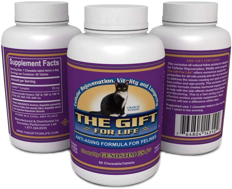 El regalo para la vida para gatos – The Fountain of Youth para Pets – 60 Gourmet Chewable Treats – fabricado en los Estados Unidos