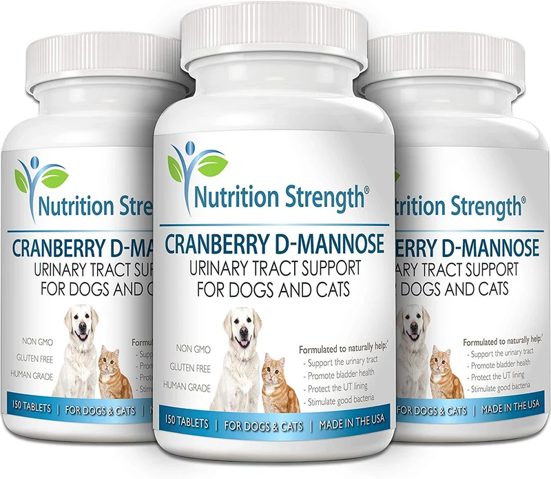 Arándano D-Mannose antioxidante, fuerza de apoyo para perros y gatos, previene y elimina Uti urinarias, Nutrición, 150 Tabletas Masticables