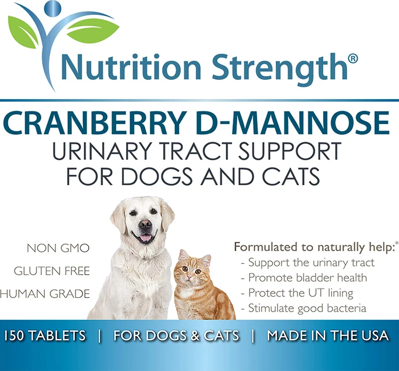 Arándano D-Mannose antioxidante, fuerza de apoyo para perros y gatos, previene y elimina Uti urinarias, Nutrición, 150 Tabletas Masticables