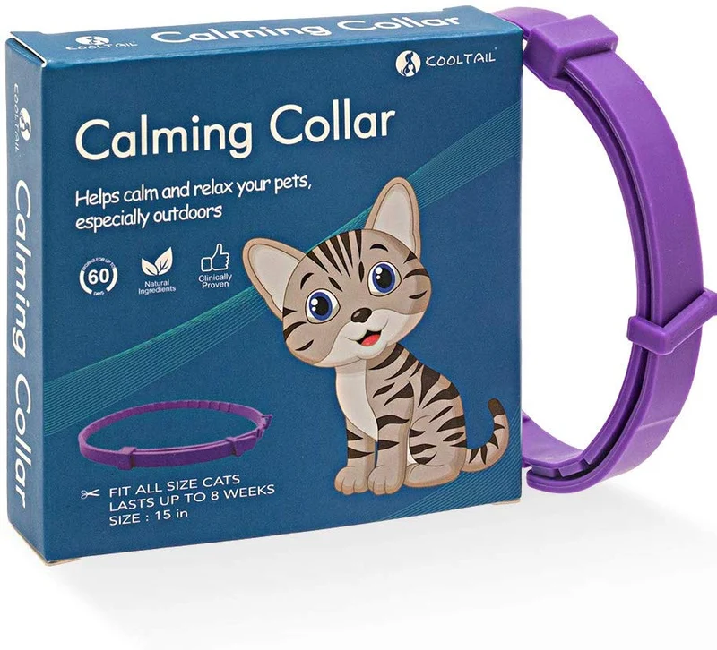 KOOLTAIL - Collar calmante para gatos, ajustable para aliviar la ansiedad, feromona para tu mascota que dura calma natural hasta 15.0 in