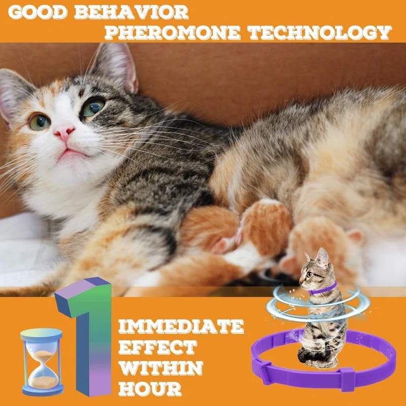 KOOLTAIL - Collar calmante para gatos, ajustable para aliviar la ansiedad, feromona para tu mascota que dura calma natural hasta 15.0 in