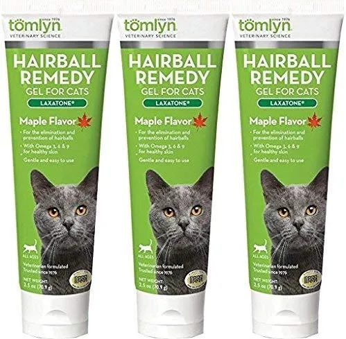 (3 Pack) tomlyn Hairball Remedy Gel para gatos, arce Flavored, 2.5 oz