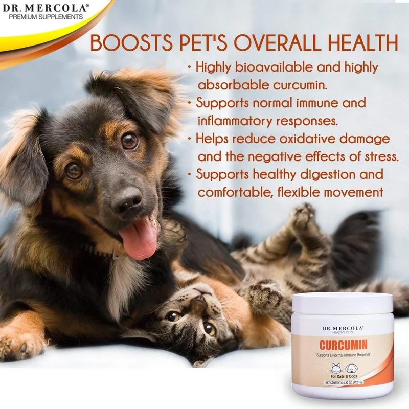 Dr. Mercola Curcumin para mascotas – con Curcumin MICROACTIVE de Cúrcuma – Sistema Inmune Booster para perros & gatos – PREMIUM mascota Suplementos