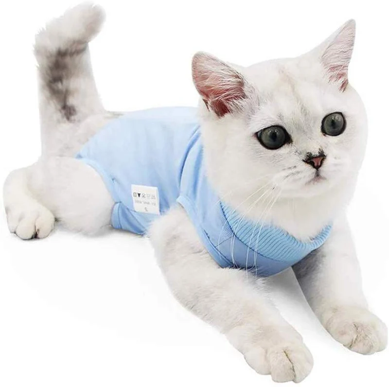 Coppthinktu - Traje de recuperación de gatos para heridas abdominales o enfermedades de la piel, transpirable E-Collar Alternativa para gatos y perros, después de cirugía desgaste anti lamer heridas