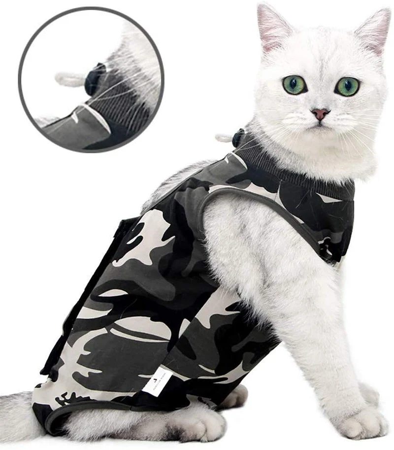 Coppthinktu - Traje de recuperación de gatos para heridas abdominales o enfermedades de la piel, transpirable E-Collar Alternativa para gatos y perros, después de cirugía desgaste anti lamer heridas