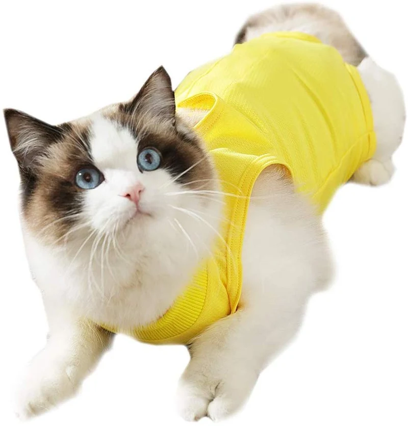Coppthinktu - Traje de recuperación de gatos para heridas abdominales o enfermedades de la piel, transpirable E-Collar Alternativa para gatos y perros, después de cirugía desgaste anti lamer heridas