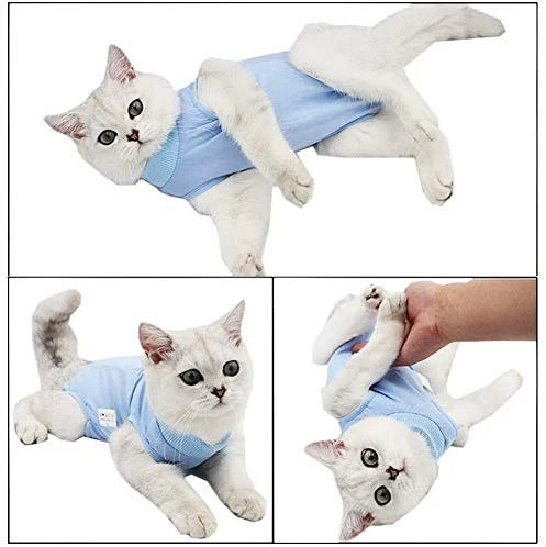 Coppthinktu - Traje de recuperación de gatos para heridas abdominales o enfermedades de la piel, transpirable E-Collar Alternativa para gatos y perros, después de cirugía desgaste anti lamer heridas