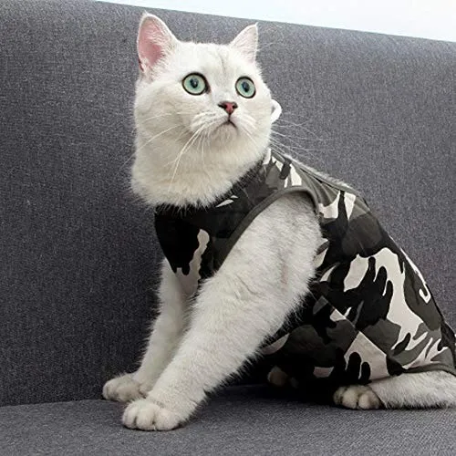 Coppthinktu - Traje de recuperación de gatos para heridas abdominales o enfermedades de la piel, transpirable E-Collar Alternativa para gatos y perros, después de cirugía desgaste anti lamer heridas