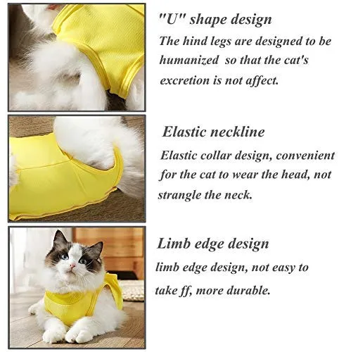 Coppthinktu - Traje de recuperación de gatos para heridas abdominales o enfermedades de la piel, transpirable E-Collar Alternativa para gatos y perros, después de cirugía desgaste anti lamer heridas