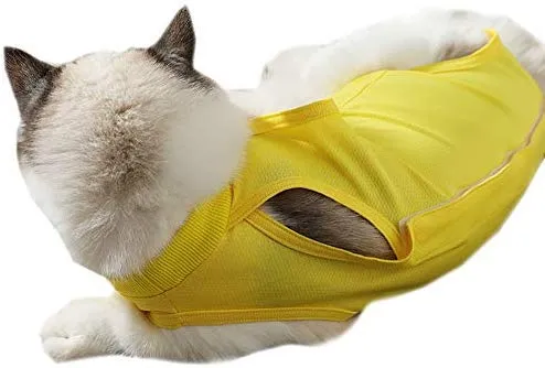 Coppthinktu - Traje de recuperación de gatos para heridas abdominales o enfermedades de la piel, transpirable E-Collar Alternativa para gatos y perros, después de cirugía desgaste anti lamer heridas