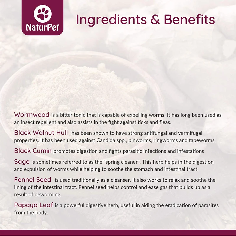 NaturPet D Wormer | 100% natural, seguro, eficaz desparasitario para perros y gatos | 3.3 oz líquido desparasitador de hierbas | el único medicamento natural para desparasitar mascotas que calma y cura el tracto digestivo