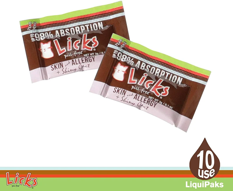 Licks Piel de gato y alérgica + suplementos de abrigo brillante - 10 usos...