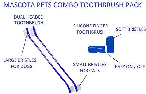Mascota, Cepillo de dientes para mascotas, perros o gatos, Suave cepillo de cerdas para el cuidado dental de su gato, perro o mascota pequeña (6 unidades)