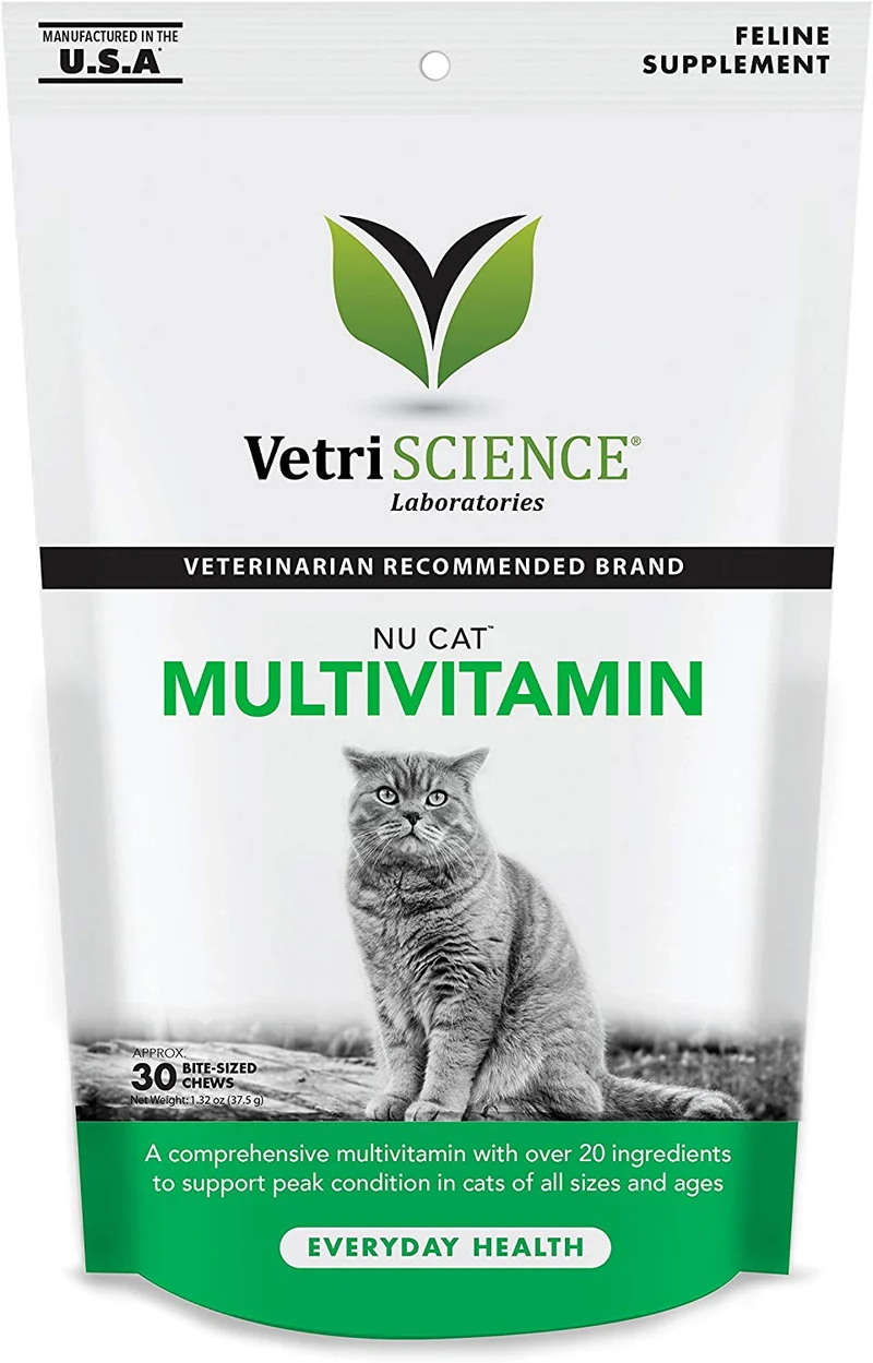 vetriscience laboratorios NU Cat Multivitamin para gatos, 30 Bite Sized Soft Chews