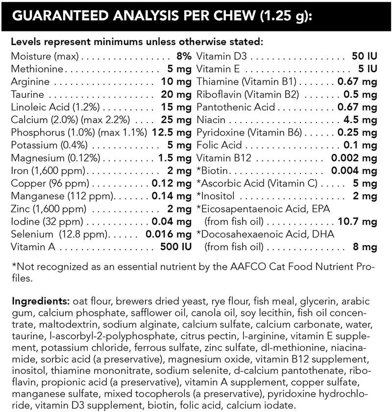 vetriscience laboratorios NU Cat Multivitamin para gatos, 30 Bite Sized Soft Chews