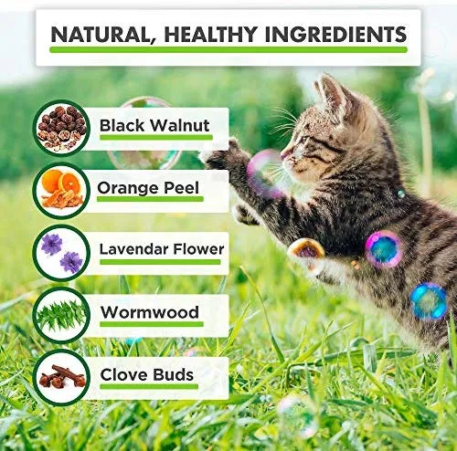 HerbalVet 10 Tablets Cat Intestinal Cleanse | Cat Dewormer Alternative | Cleansing Tablets for Cats, Promotes Intestinal Health | 4 Tablets, Works for Kittens | Helpful E-Book Included