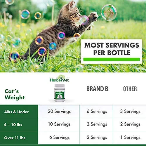HerbalVet 10 Tablets Cat Intestinal Cleanse | Cat Dewormer Alternative | Cleansing Tablets for Cats, Promotes Intestinal Health | 4 Tablets, Works for Kittens | Helpful E-Book Included