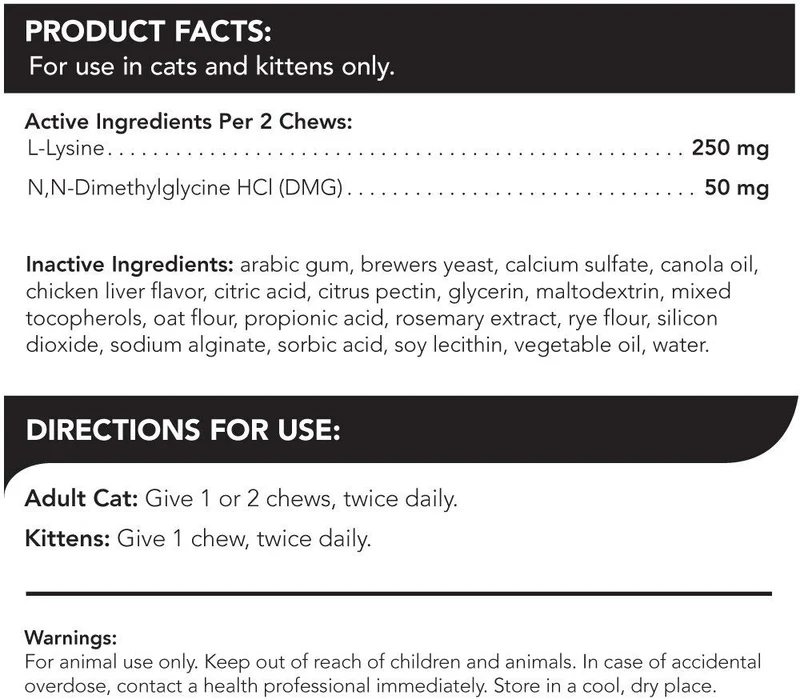 Vetri-Lysine Plus, masticables de tamaño de mordisco