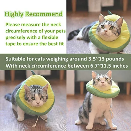 USAMS Collar ajustable para recuperación de gatos, lindo cono de cuello después de la cirugía, curación de heridas, recuperación de cirugía cono Elizabethan collares, borde suave para gatitos y gatos (1 paquete)