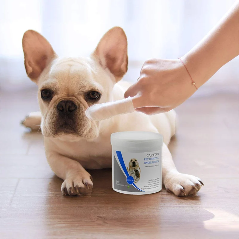 GARYOB Toallitas dentales para mascotas, limpieza oral, toallitas para dientes para perros y gatos, optimiza la salud oral, refresca el aliento, 50 toallitas
